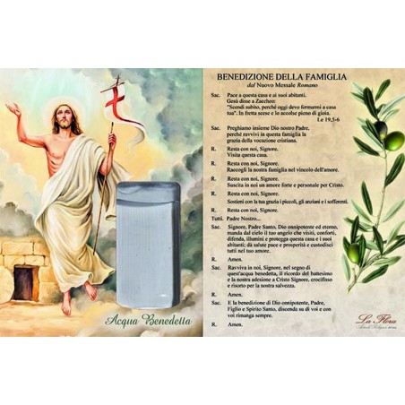 Confezione benedizione Risorto con acqua cm. 9x12