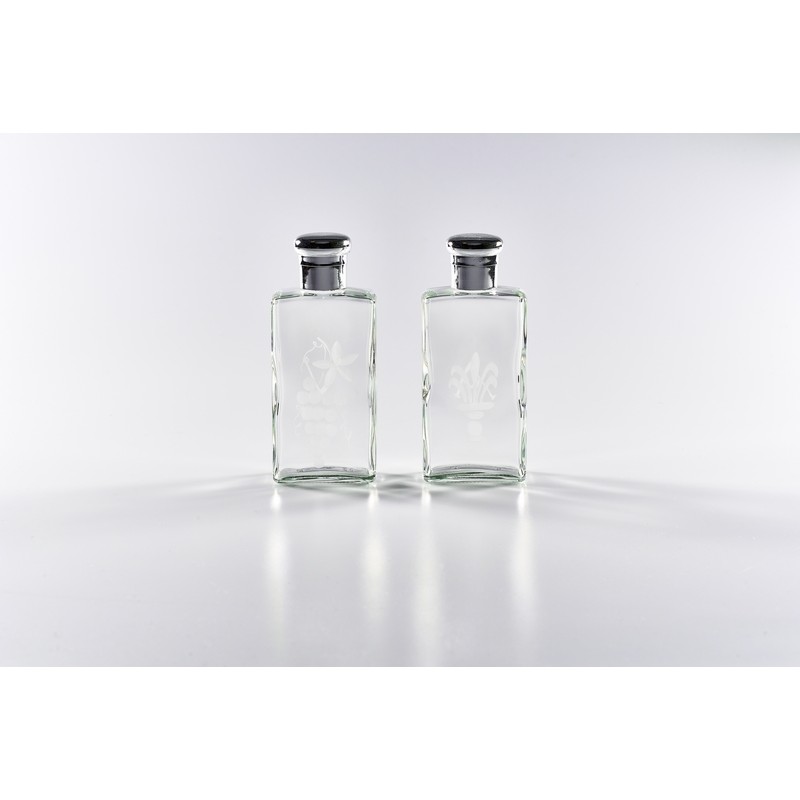 Coppia bottiglie cristallo per acqua e vino