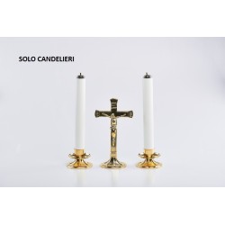 Coppia candelieri in ottone con finte candele Ø cm. 3,2 alt. 25