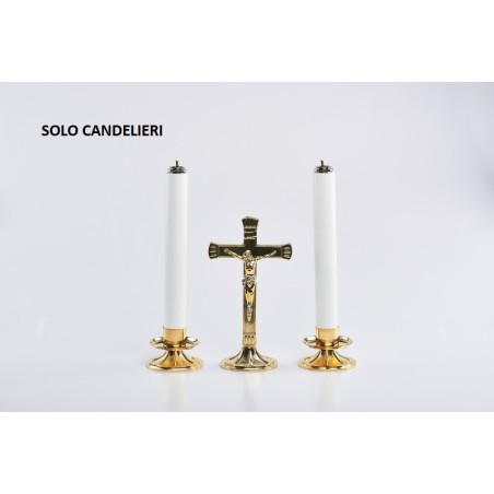 Coppia candelieri in ottone con finte candele Ø cm. 3,2 alt. 25