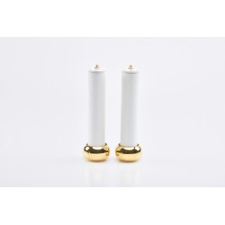 Coppia candelieri in ottone con finte candele Ø cm. 5 alt. 25