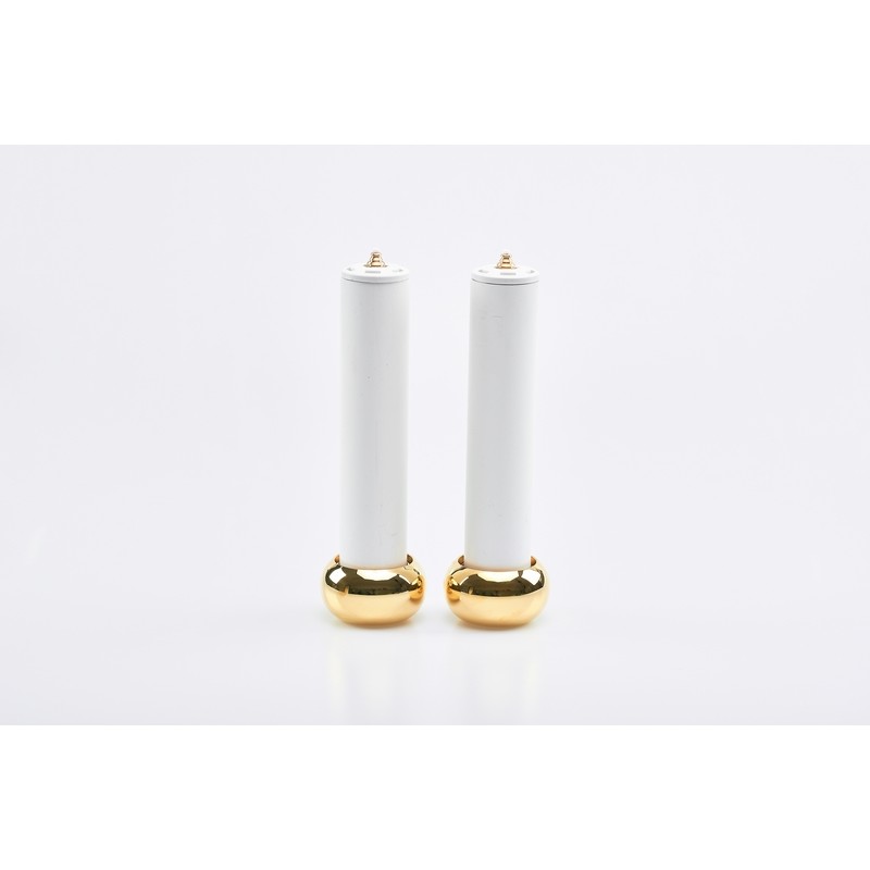 Coppia candelieri in ottone con finte candele Ø cm. 5 alt. 25