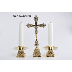 Coppia candelieri in ottone con finte candele Ø cm. 5 alt. 25