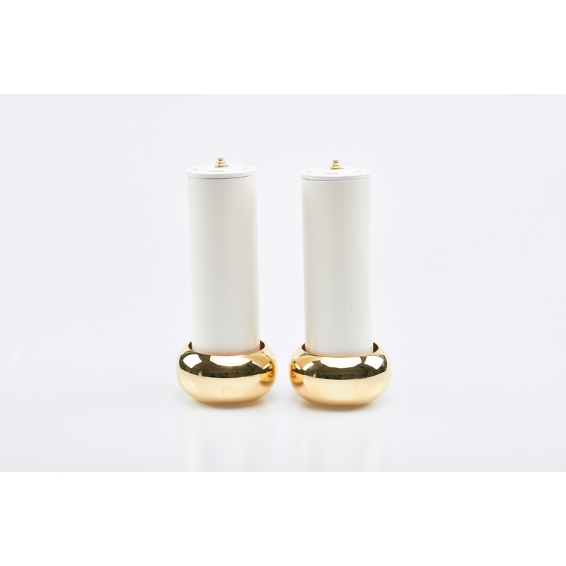 Coppia candelieri in ottone con finte candele Ø cm. 8 alt. 25