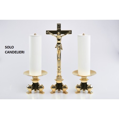 Coppia candelieri in ottone con finte candele Ø cm. 8 alt. 25