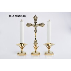 Coppia candelieri quadri in ottone con finte candele Ø cm. 4 alt. 25