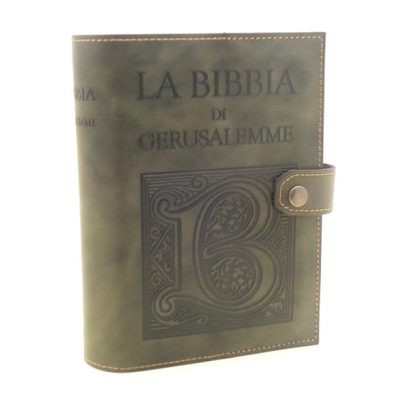 Copri Bibbia di Gerusalemme in vero cuoio stampa caldo