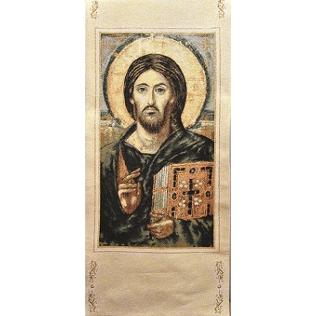 Copriambone ricamo a telaio Cristo Pantocratore