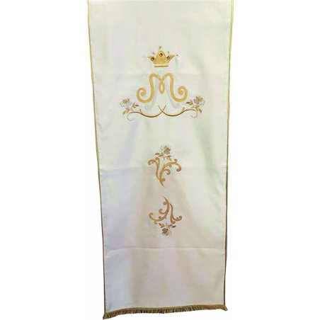 Coprileggio Mariano in raso di cotone avorio cm. 50x250