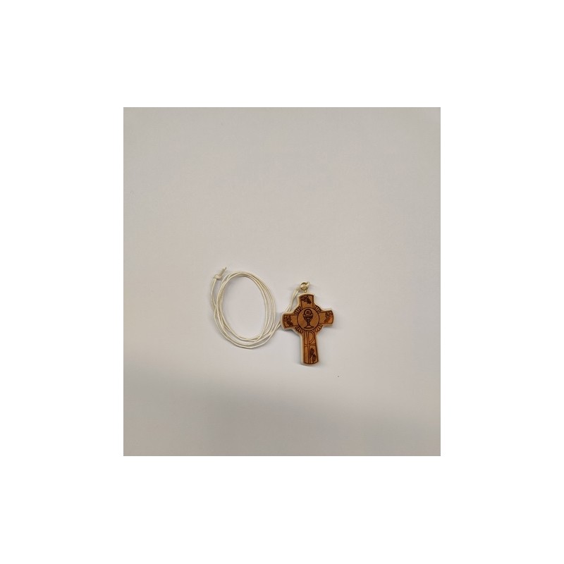 Croce comunione in legno con incisioni cm. 5