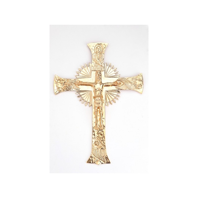 Croce da muro in ottone dorato