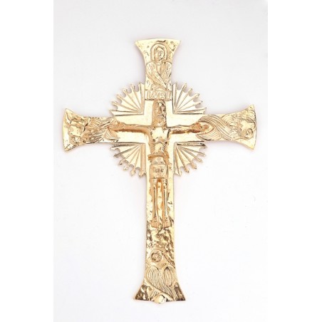 Croce da muro in ottone dorato