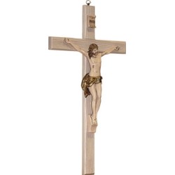 Croce in legno chiaro corpo in resina cm. 40
