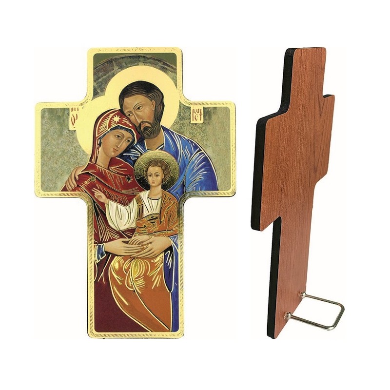 Croce in legno lamina oro da appoggio