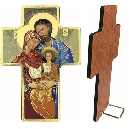 Croce in legno lamina oro da appoggio