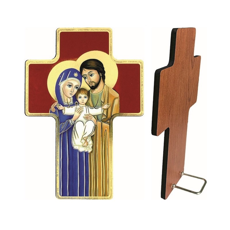 Croce in legno lamina oro da appoggio