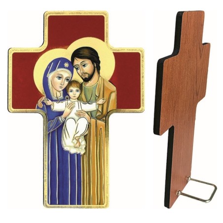 Croce in legno lamina oro da appoggio