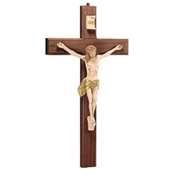 Croce in legno scuro corpo in resina cm. 40