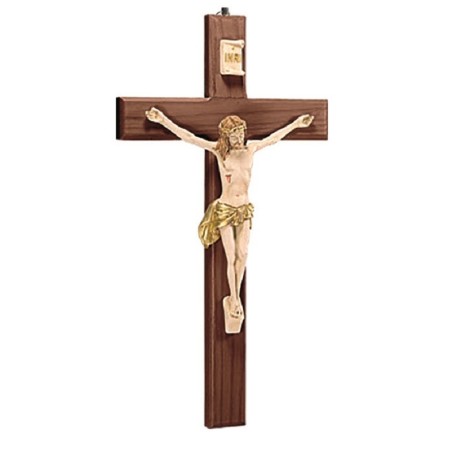 Croce in legno scuro corpo in resina cm. 40