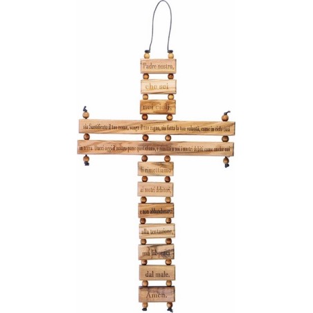 Croce in legno ulivo Padre Nostro cm. 22