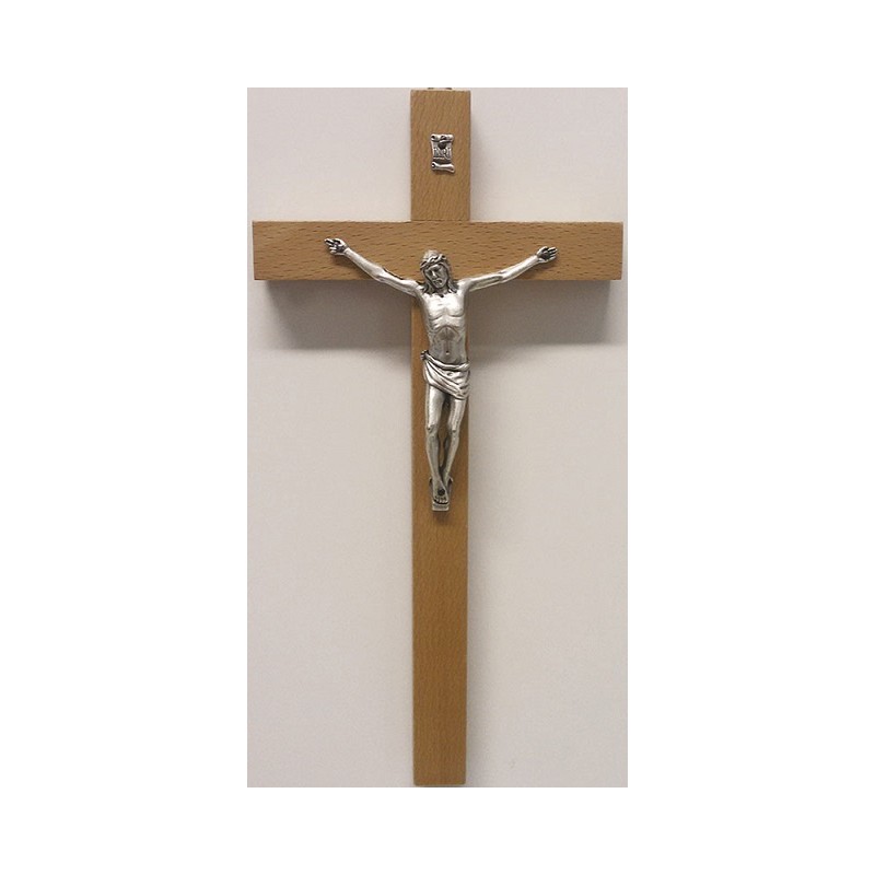 Croce legno cm. 25 corpo metallo