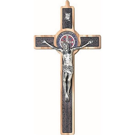 Croce S. Benedetto in ulivo con intarsio cm. 19