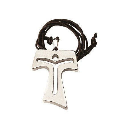 Croce tau in metallo argentato