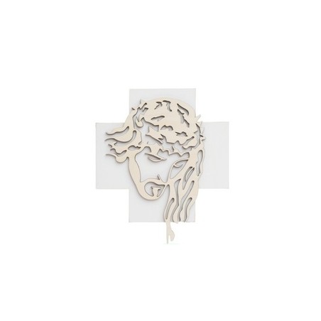 Croce Volto di Cristo in legno cm. 16,5x16,5