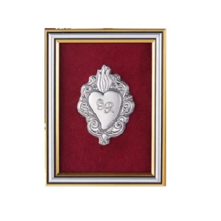 Cuore votivo ex voto rettangolare su lastra d'argento - f.to cm. 19x16