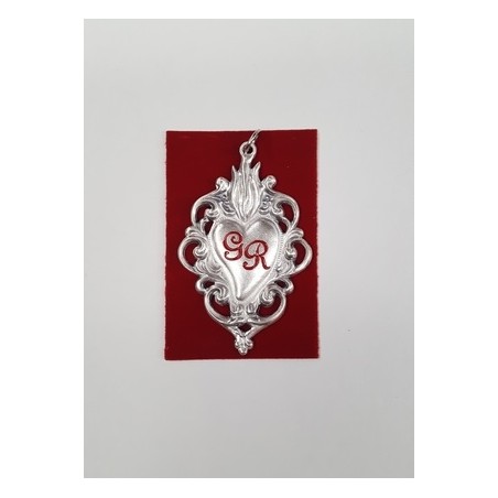 Cuore votivo - grazia ricevuta metallo - f.to cm. 8x5