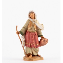 Donna con anfora e bastone cm 12