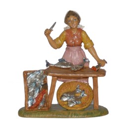 Donna con banco pesce cm. 20