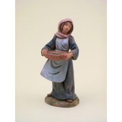 Donna con cesto di olive cm 12