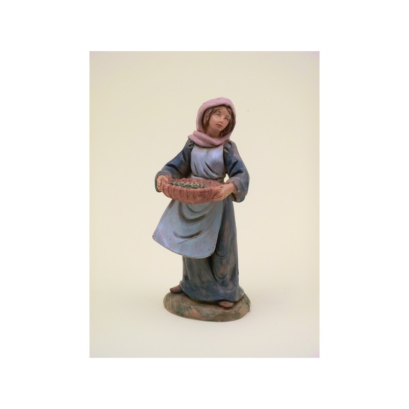 Donna con cesto di olive cm 12