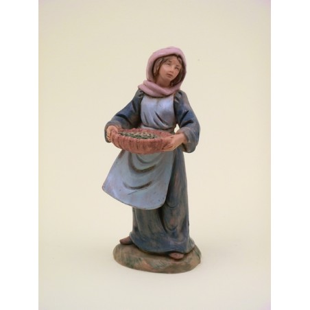 Donna con cesto di olive cm 12