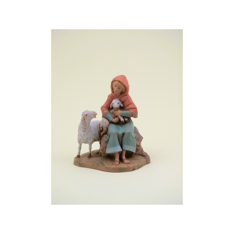 Donna con pecora e agnello cm. 12