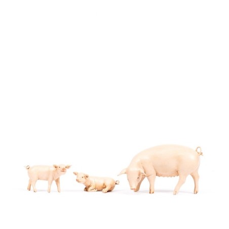 Famiglia maiali per presepio cm 19