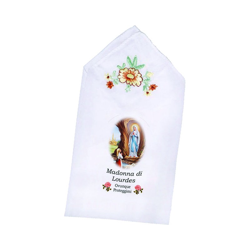 Fazzoletto con immagine Madonna di Lourdes