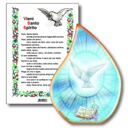 Fiammella Confermazione "Vieni Spirito Santo" in legno e pergamena