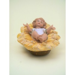 Gesù Bambino con culla tipo legno cm. 19