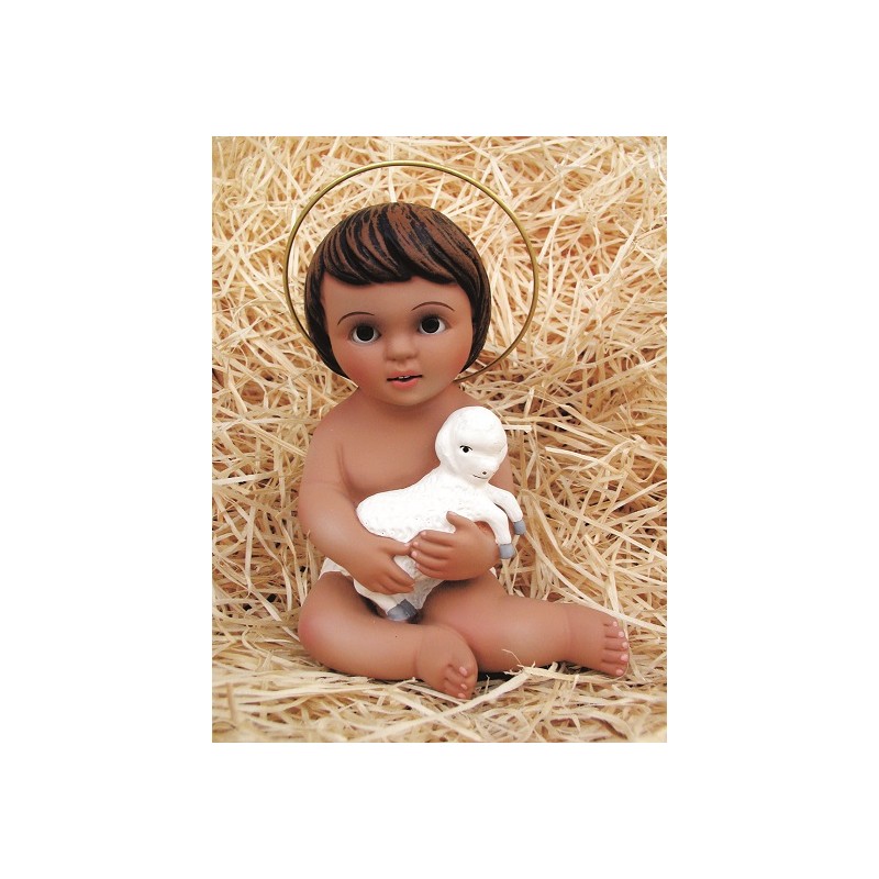 cm. 20 Bambino con pecora in gesso