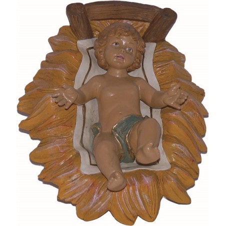 Gesù Bambino in culla in plastica cm. 45