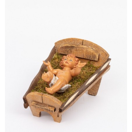 Gesù bambino in culla legno cm 45