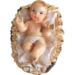 Gesù Bambino in resina in culla cm. 4,5