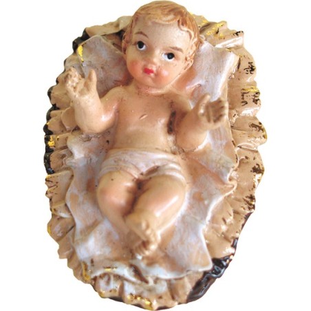 Gesù Bambino in resina in culla cm. 4,5
