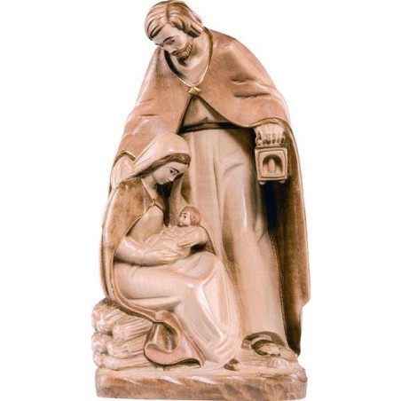 Gruppo natività Betlemme mordente cm. 13 in legno