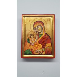 Icona greca dipinta Madonna con Bambino cm. 24x31