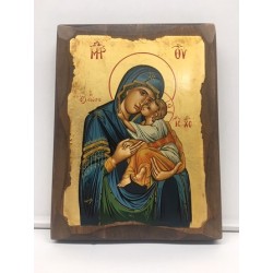 Icona greca serigrafata Madonna con Bambino cm. 16x21