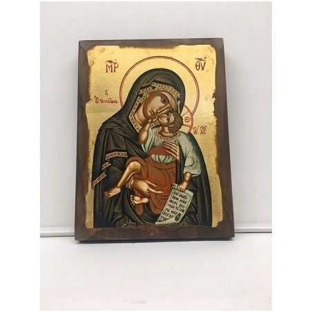 Icona greca serigrafata Madonna con Bambino cm. 21x28