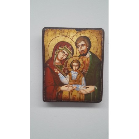 Icona rumena dipinta Sacra Famiglia - cm. 18x22